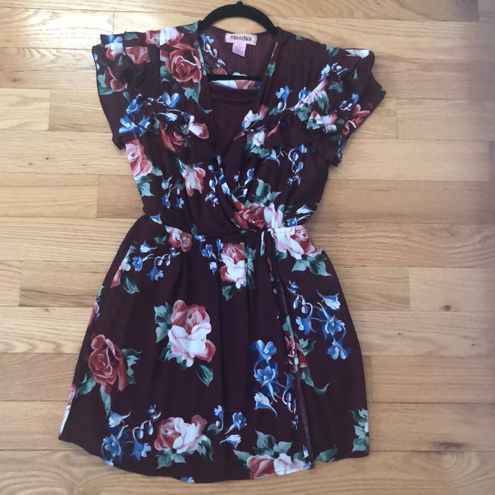 Floral burgundy dress